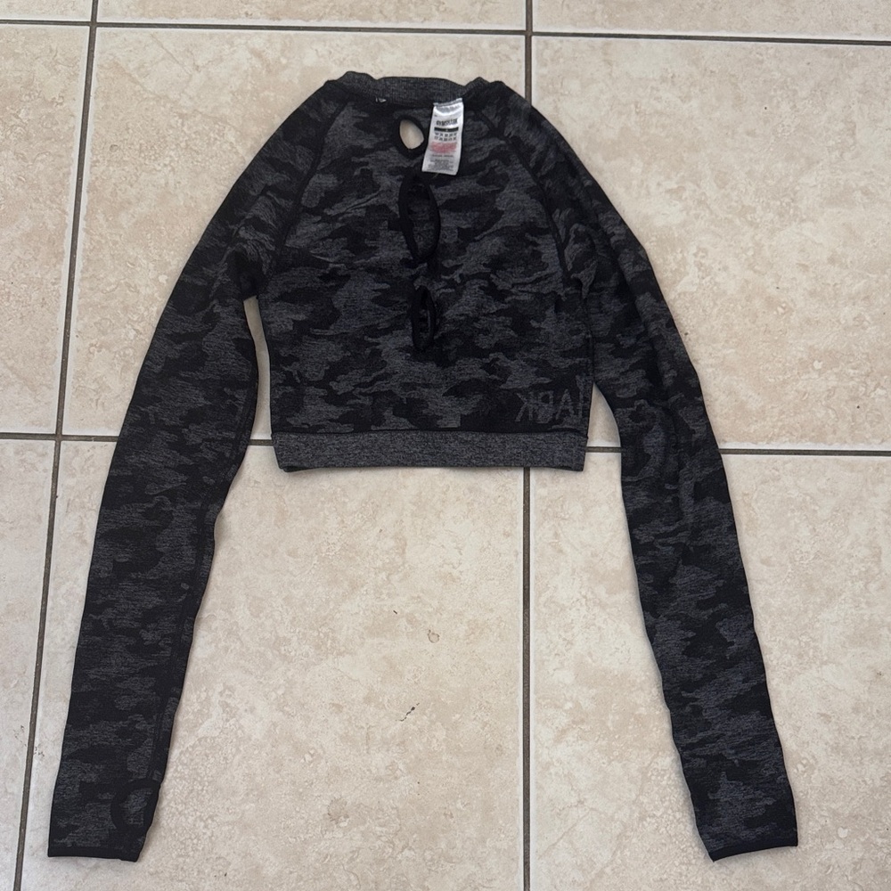 Gymshark Black Camo Crop Top